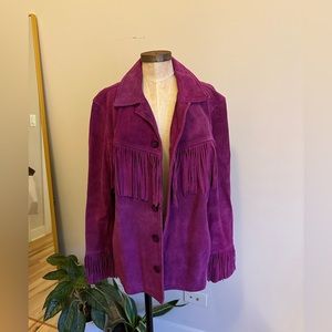 Nasty Gal Real Suede Oversized Fringe Jacket